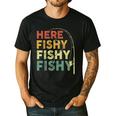 Fishing Here-Fishy Bass Fish Dad Men's Casual T-Shirt Black