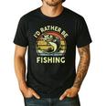 Fishing I'd Rather Be Fishing Bass Fish Dad Jokes Men's Casual T-Shirt Black