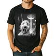 Goldendoodle Alien UFO Taking a Selfie Dog Mom Dad Men's Casual T-Shirt Black