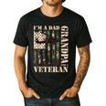 Grandpa Veteran Fathers Day Dad Veteran Camo American Flag Men's Casual T-Shirt Black