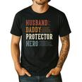 Husband Daddy Protector Hero For Dad Father's Day Men's Casual T-Shirt Black