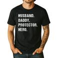 Husband Daddy Protector Hero For Dad Wife Small Men's Casual T-Shirt Black