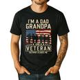 I'm A Dad Grandpa And Veteran Patriotic US Flag Veterans Day Men's Casual T-Shirt Black
