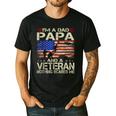 I'm A Dad Papa And Veteran Retro Dad Papa Grandpa Men's Casual T-Shirt Black
