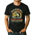 Jesus Made Fisher Man Christian Fishing Bass Fish Dad Men's Casual T-Shirt Black