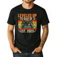 Leveled Up To Dad Of 3 Three Daddy Again 2025 Father's Day Men's Casual T-Shirt Black