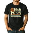 Life Better Aussiedoodle Vintage Dog Mom Dad Men's Casual T-Shirt Black Life Better Aussiedoodle Vintage Dog Mom Dad Men's Casual T-Shirt Black