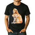 I Love Dad Patriotic Golden Retriever Canine Dog Lover Men's Casual T-Shirt Black