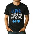 Love Needs No Words Autism Awareness Shirt Mom Dad Teacher Men's Casual T-Shirt Black