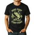 Men Here-Fishy Bass Fish Dad Fishing From Daughter Son Men's Casual T-Shirt Black