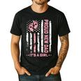 Proud New Dad New Girl Baby First Fathers Day American Flag Men's Casual T-Shirt Black
