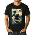 Pug Japanese Kanagawa Wave Surfing Japan Mom Dad Kids Men's Casual T-Shirt Black