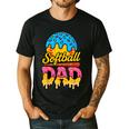 Retro Ice Cream Drip Softball Dad Game Day Dad Father's Day Men's Casual T-Shirt Black