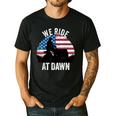 We Ride At Dawn Lawnmower Lawn Mowing Dad Vintage Men Men's Casual T-Shirt Black