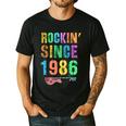Rockin' Since 1986 Vintage Rockstar 40th Birthday Mom Dad 40 Men's Casual T-Shirt Black Rockin' Since 1986 Vintage Rockstar 40th Birthday Mom Dad 40 Men's Casual T-Shirt Black