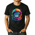 Space Cat Mom Cat Dad Men Women Kids Astronaut Space Men's Casual T-Shirt Black