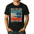 Vintage Best Cat Dad Ever Bump Fist Father's Day Cat Daddy Men's Casual T-Shirt Black