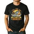 Vintage Father's Day Fishing Full Time Dad Part Time Hooker Men's Casual T-Shirt Black
