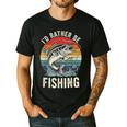 Vintage I'd Rather Be Fishing Graphic Bass Dad Boy Men Men's Casual T-Shirt Black
