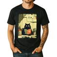 Vintage Japanese Cat Book Lovers Librarian Cat Dad Teacher Men's Casual T-Shirt Black