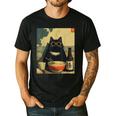 Vintage Japanese Cat Ramen Cat Dad Retro Graphic Women Men's Casual T-Shirt Black