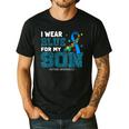 I Wear Blue For My Son Autism Awareness Mom Dad Parents Men's Casual T-Shirt Black I Wear Blue For My Son Autism Awareness Mom Dad Parents Men's Casual T-Shirt Black