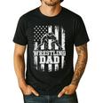 Wrestling Dad US Flag Fathers Day Wrestling Fans Men's Casual T-Shirt Black