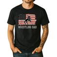Wrestling Dad US Flag Fathers Day Retro Wrestling Fans Men's Casual T-Shirt Black