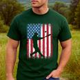 American Flag Vintage Baseball Flag Dad Mom Tee T-Shirt Men's Casual T-Shirt Forest