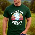 Axolotl Kids Teens Retro Sunset I Love My Daddy Men's Casual T-Shirt Forest