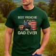 Best Frenchie Dad Ever Bulldog American Flag Men's Casual T-Shirt Forest