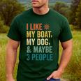 I Like My Boat Dog And Maybe 3 People Retro Sailor Dad Men's Casual T-Shirt Forest