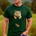 British Shorthair Cat Pocket Cat Mom Cat Dad Cat Lover Men's Casual T-Shirt Forest