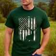 Camo US Flag Deer Elk Buck Camoflage Hunting Hunter Dad Short Sleeve Men's Casual T-Shirt Forest