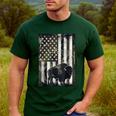 Camo USA Flag Bison Camouflage Hunting Wildlife Hunter Dad Men's Casual T-Shirt Forest