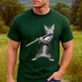 Cat Playing Flute For Cat Lover Cat Mom Cat Dad Men's Casual T-Shirt Forest