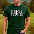 Checkered Papa Lightning Bolt Fathers Day Dad Grandpa Men's Casual T-Shirt Forest