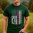 Cheer Dad Flag Pink Cheerleading Men's Casual T-Shirt Forest