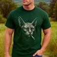 Cigarette Smoking Sphynx Cat Meme Stupid For Dad Men's Casual T-Shirt Forest Cigarette Smoking Sphynx Cat Meme Stupid For Dad Men's Casual T-Shirt Forest