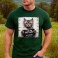 Cute Cat Mugshot Humorous Cat For Cats Lover Cat Mom Cat Dad Men's Casual T-Shirt Forest