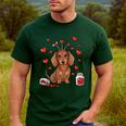 Cute Dachshund Valentine's Day Heart Love Dog Mom Dog Dad Men's Casual T-Shirt Forest