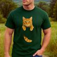 Cute Tabby Cat Pocket Cat Mom Cat Dad Cat Lover Men's Casual T-Shirt Forest