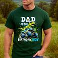 Dad Of The Birthday Boy Monster Truck Dinosaur Party T Rex Men's Casual T-Shirt Forest