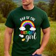 Dad Of The Birthday Girl Rainbow B-Day Matching Family Men's Casual T-Shirt Forest