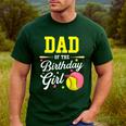 Dad Of The Birthday Girl Softball Player Theme B-Day Daddy Men's Casual T-Shirt Forest