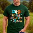 Dad Of The Birthday Twins Boys Girls Party Retro Bday Men's Casual T-Shirt Forest