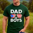Dad Of Boys Fathers Day Retro Puerto Rico Flag Boricua Dad Men's Casual T-Shirt Forest