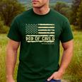 Dad Of Girls Outnumbered US Flag Father's Day Daughter Dad Men's Casual T-Shirt Forest