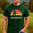 Dad Lawn Mowing Grassquatch Bigfoot Mower Garden Men's Casual T-Shirt Forest
