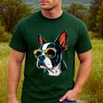 Dad Mom Cool Dog Sunglasses Boston Terrier Men's Casual T-Shirt Forest Dad Mom Cool Dog Sunglasses Boston Terrier Men's Casual T-Shirt Forest